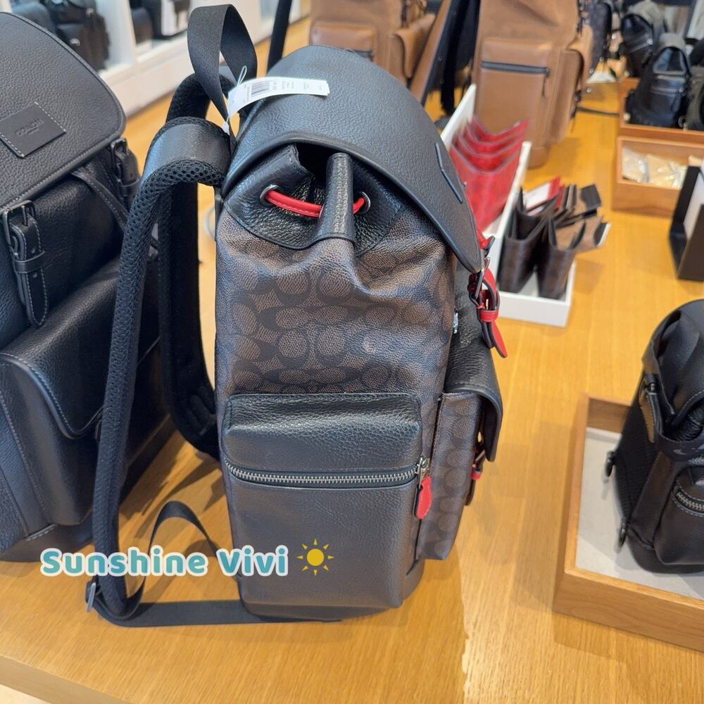 NWT Coach MEN's Sprint Backpack In Signature Canvas Gunmetal CCG13 - Picture 7 of 11